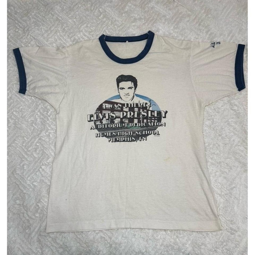 elvis presley auditorium dedication humes high school 1987 ringer t shirt